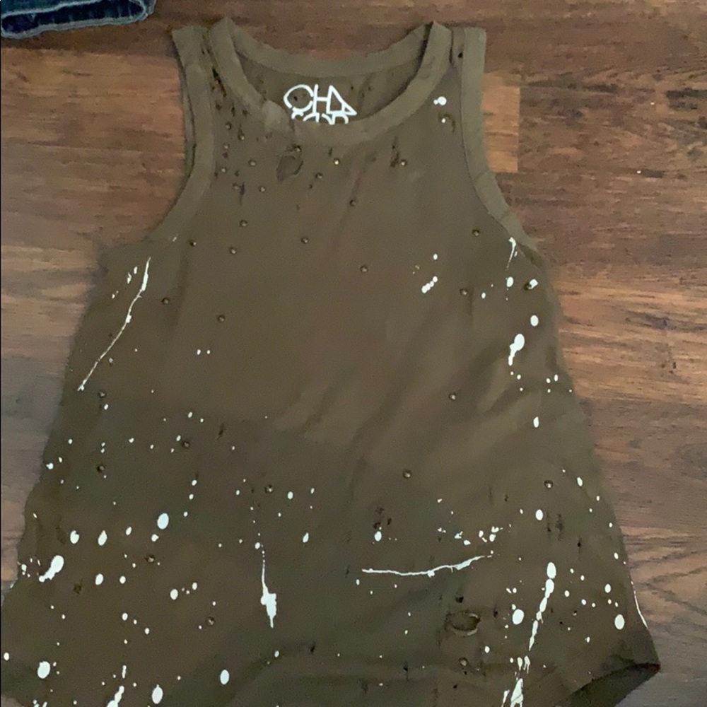XS chaser army green tank top